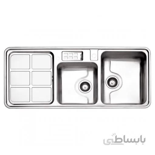 سینک استیل البرز دو لنگه فانتزی 815 توکار راست ا steelalbroz.sink815/50