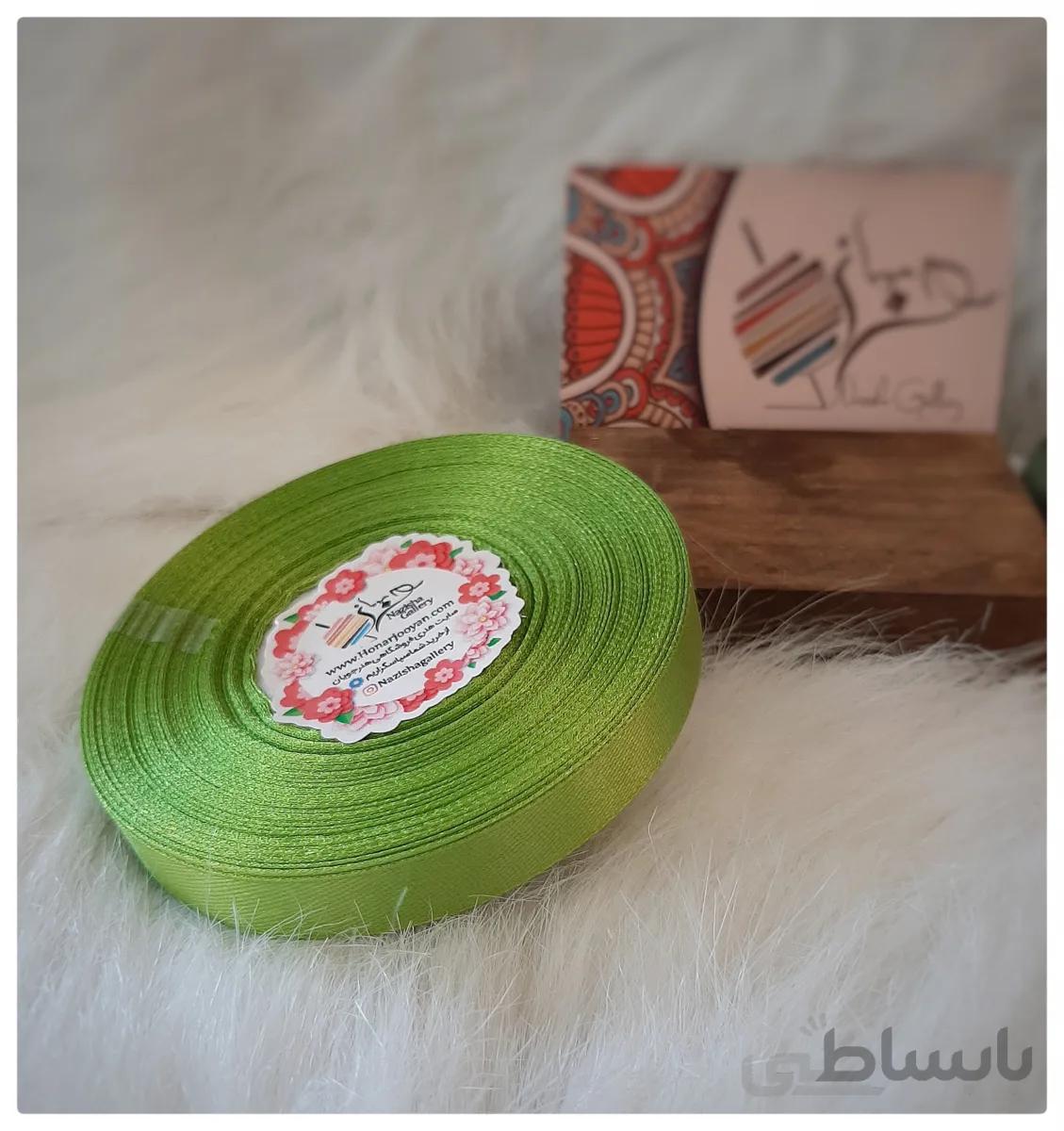 روبان ساتن 1.3 سانت سبز رول کامل
