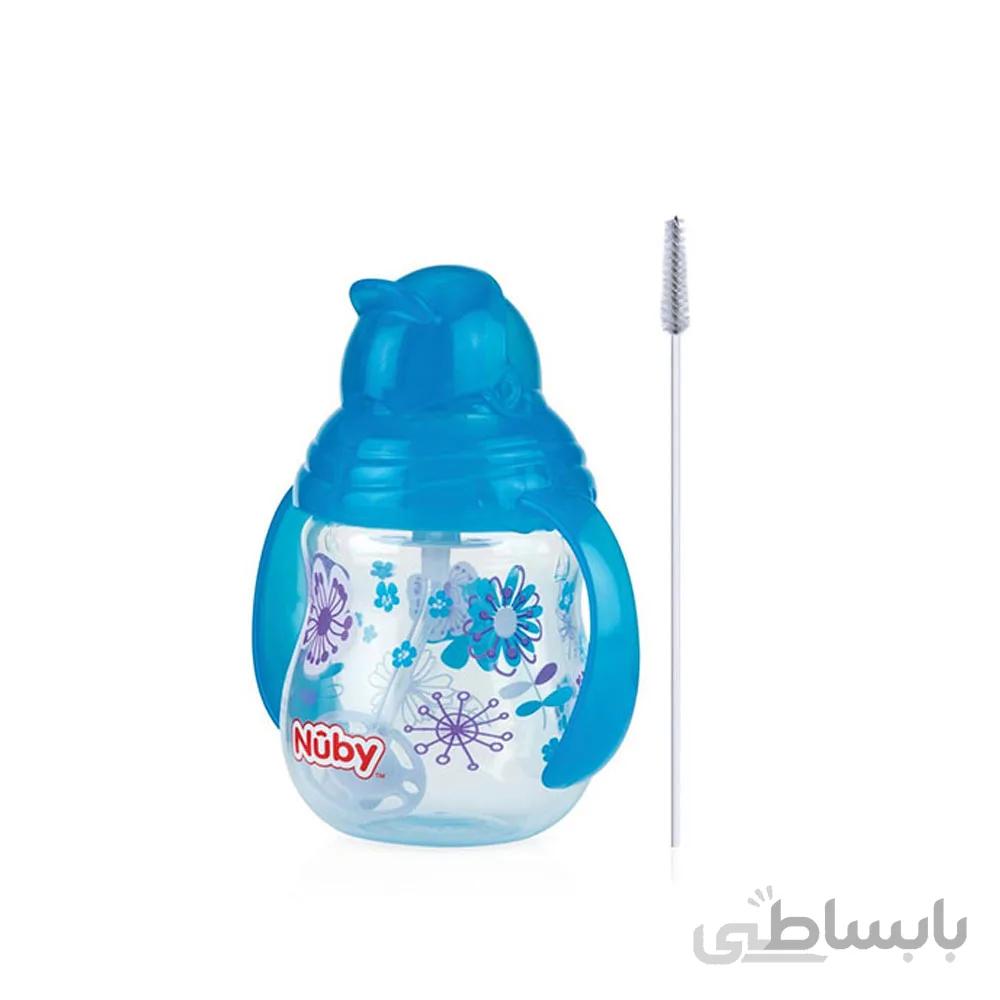 لیوان آبمیوه خوری نی دار 12+ ماه نابی NUBY ظرفیت 270 میلی لیتر آبی