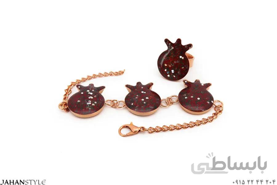 نیم ست مسی دخترانه طرح انار