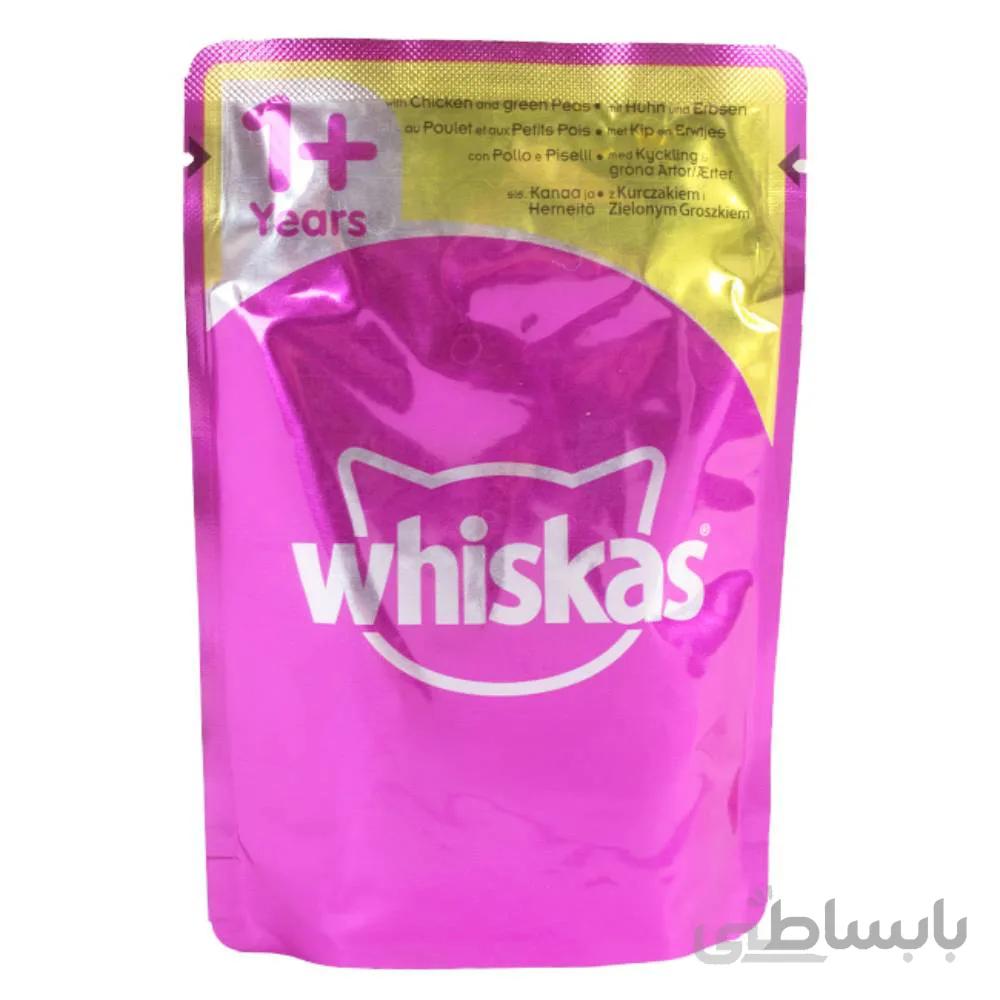 پوچ گربه ویسکاس مدل Chicken and Green Peas طعم مرغ و نخودفرنگی در سس وزن 100 گرم