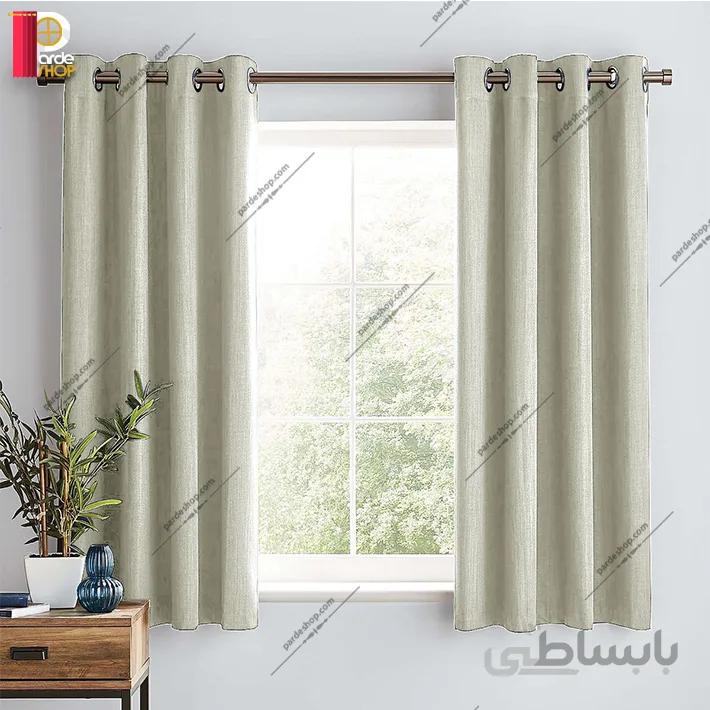 پرده پانچی کتان ملانژ شیری