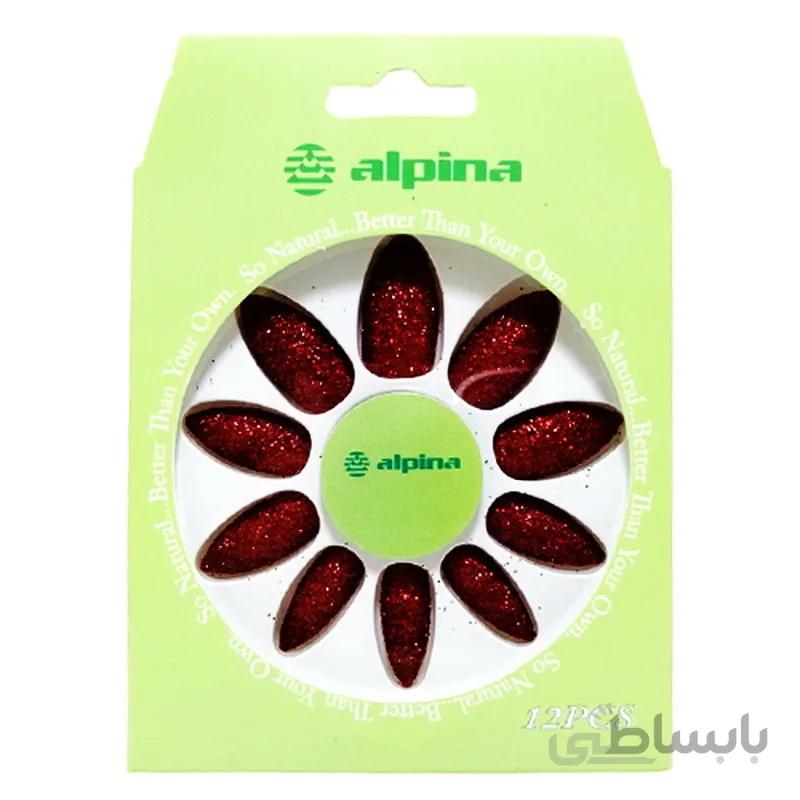 ناخن مصنوعی آلپینا Alpina مدل اکلیلی رنگ قرمز