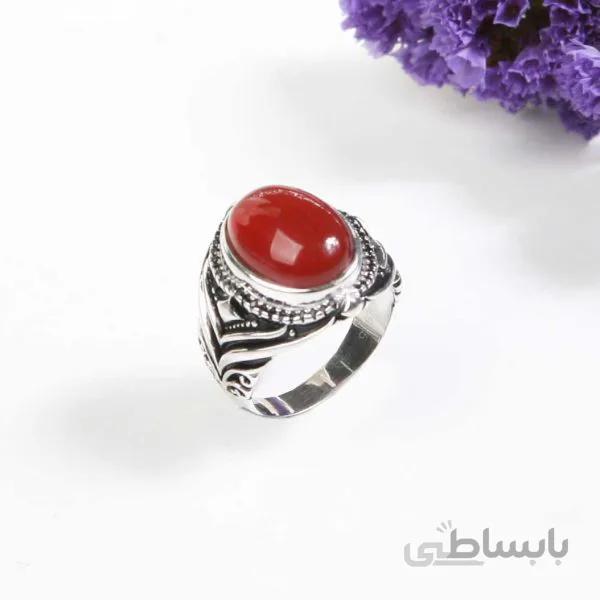 انگشتر نقره مردانه با سنگ عقیق اصل کد 181094