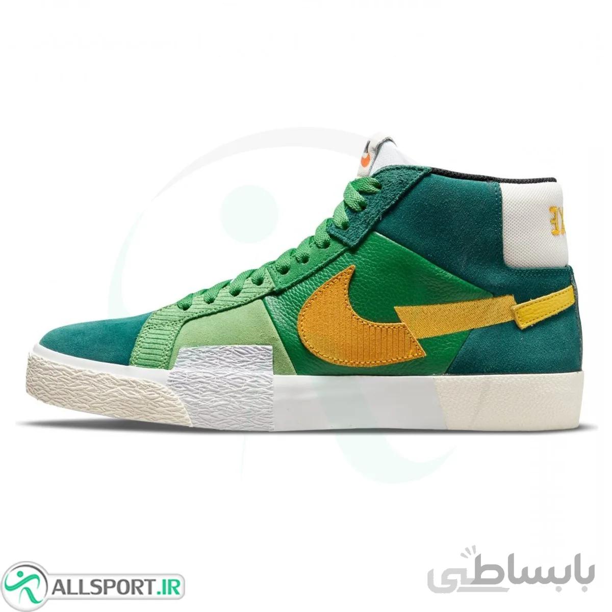 کتانی رانینگ مردانه نایک طرح اصلی Nike Sb Zoom Blazer Mid Premium Green Yellow