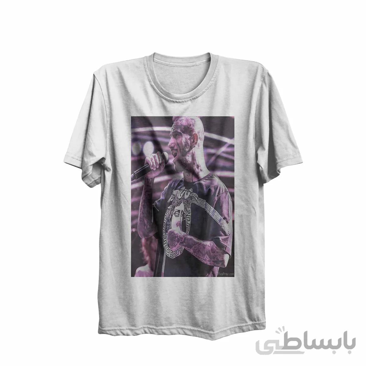 تیشرت یقه گرد سفید طرح خواننده تتلو Tataloo کد 284679