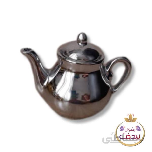 قوری زعفران دم کن چینی روکش نقره ای کروم