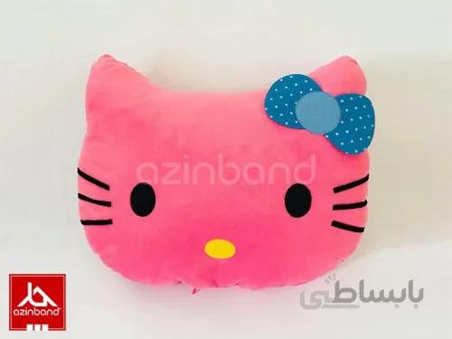بالش فانتزی کیتی بزرگ صورتی ا بالش فانتزی کیتی با پارچه مخملی