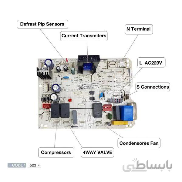 برد بیرونی دستگاه زانتی/ مدیا/سوپر جنرال/ جنرال گلد مدلCE-KFR61WNQ-210
