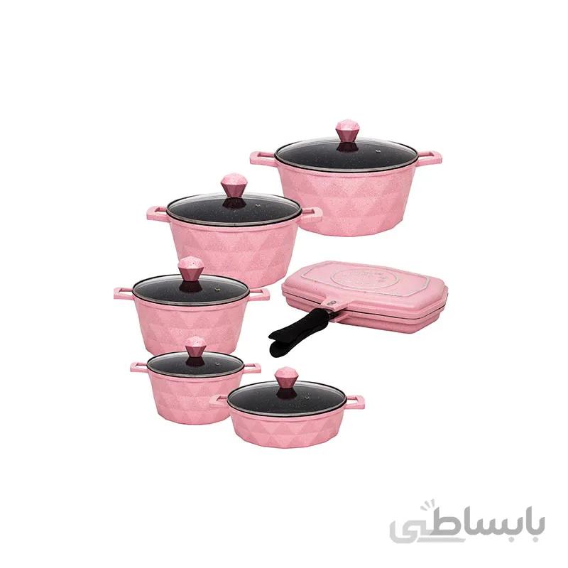 سرویس قابلمه گرانیتی 12 پارچه ایسل ترکیه طرح الماسی