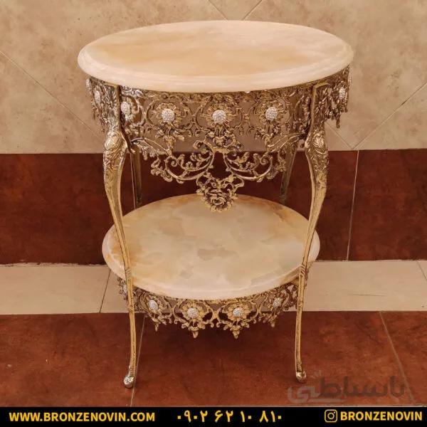 میز تلفن برنزی دو طبقه گل آفتابگردان قطر ۵۰