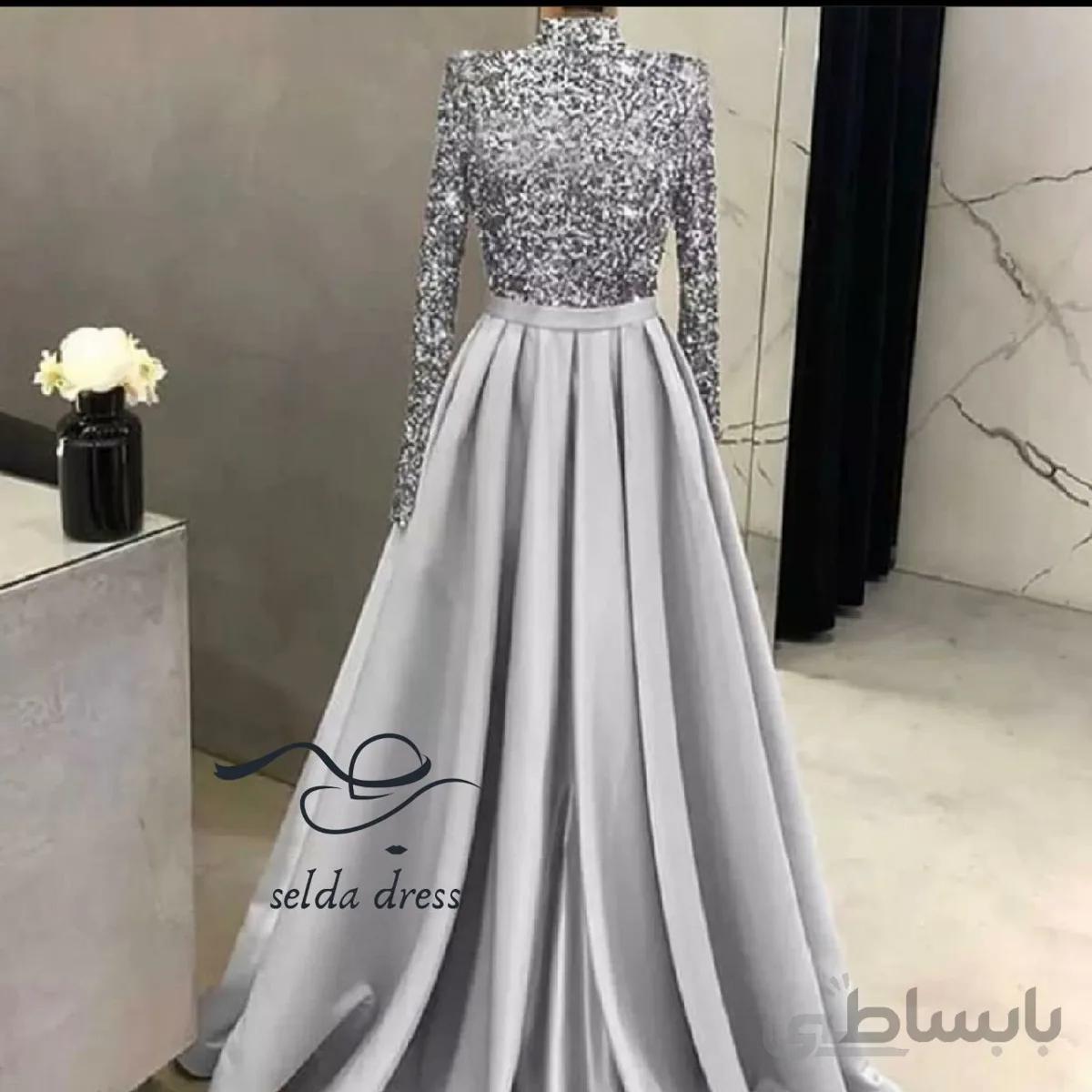 لباس مجلسی خاص و لاکچری ۱۲۹۷ - بدون پیله / نقره ای / ۴۰ ا 1297