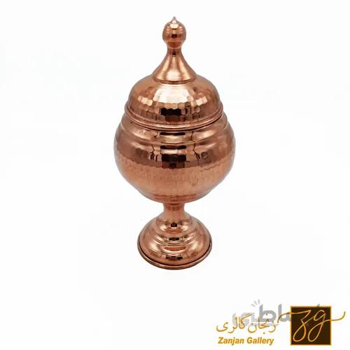 قندان مسی خمره ای پایه دار