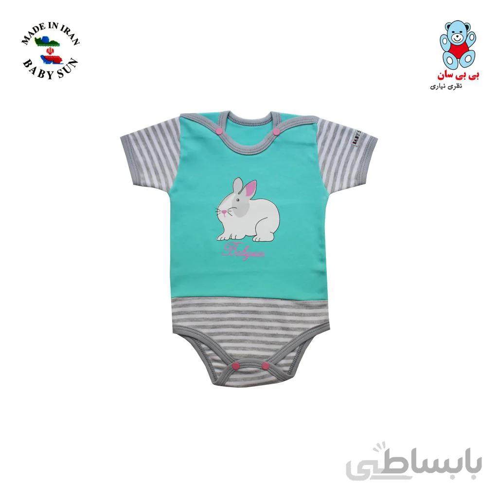 زیردکمه آستین کوتاه نوزادی بی بی سان طرح خرگوش