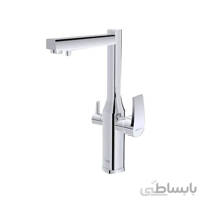 شیر آشپزخانه دو منظوره یونیک پلاس سفید کروم شودر ا Unic Plus Chrome white Kitchen