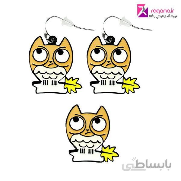 ست گوشواره و گل سینه طرح جغد کد rg ep 100