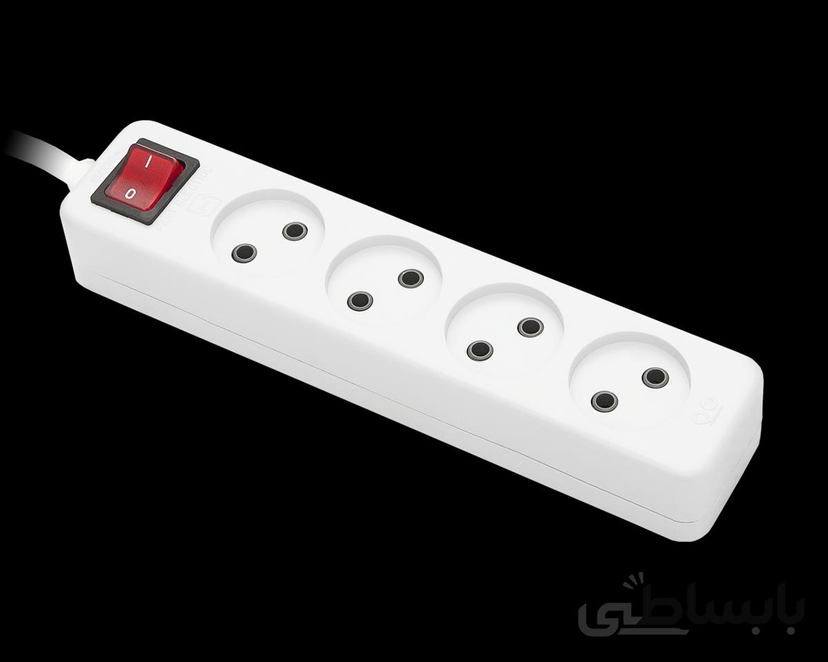چهار خانه ارت دار با کلید و کابل 5 متری پارت الکتریک (کد: 295) ا PART ELECTRIC Power protection