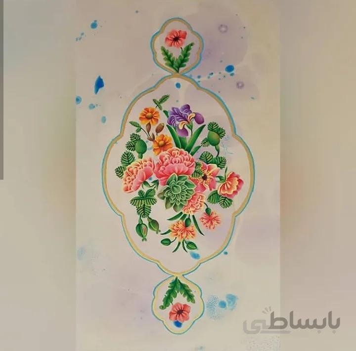 تابلو نقاشی نگارگری گل و مرغ کد ۱۰۱۲۶۲