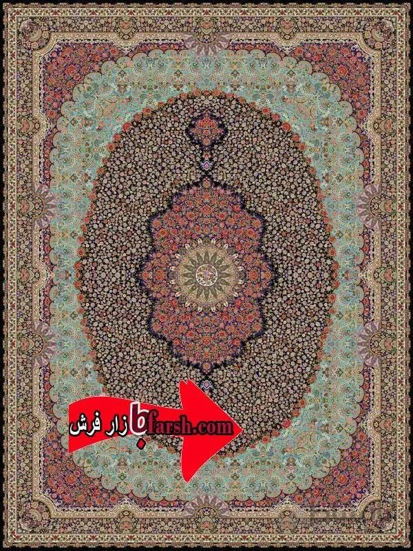 فرش کاشان نقشه رز سرمه ای
