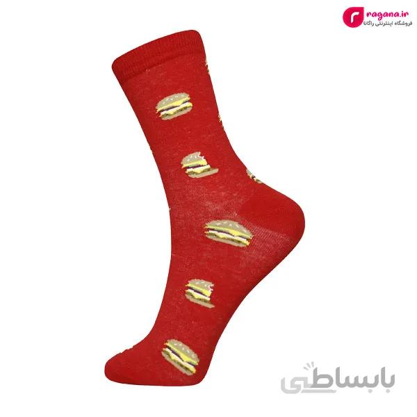 جوراب زنانه ساق بلند MOXIAO طرح همبرگر کد R215275