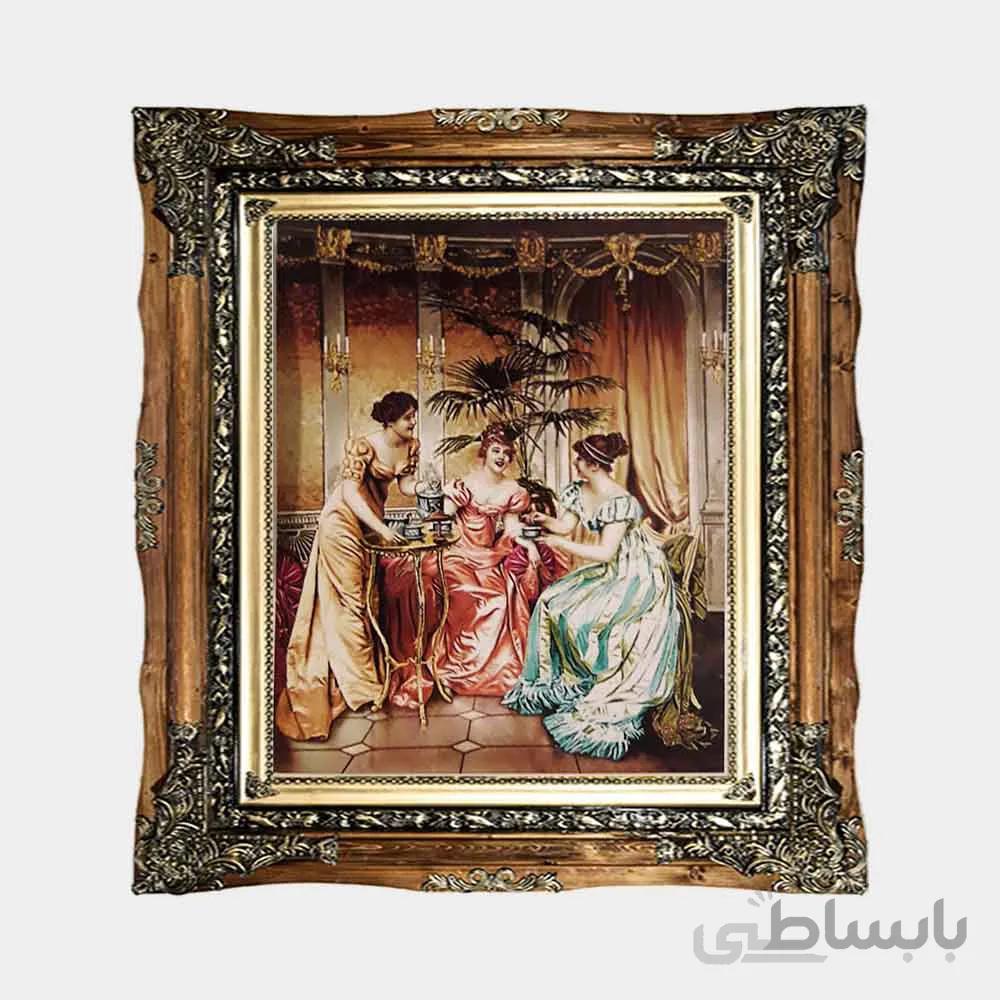 تابلو فرش دستباف طرح سه دختر فرانسوی کد ۰۰۲