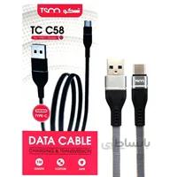 کابل TSCO TC C58 2.1A Type-C 1m روکش دار