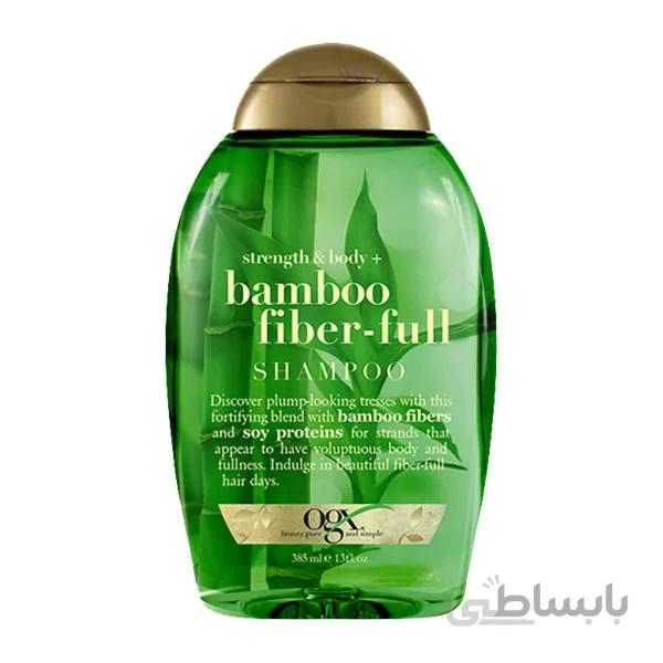شامپو مو او جی ایکس مدل Bamboo Fiber Full حجم 385 میلی لیتر