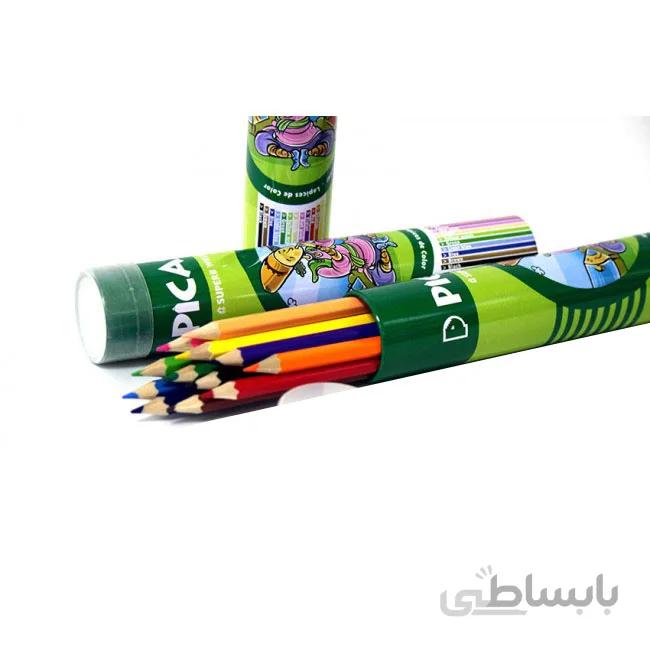 مداد رنگی 12رنگ پیکاسو (Picasso) جعبه فلزی استوانه ای