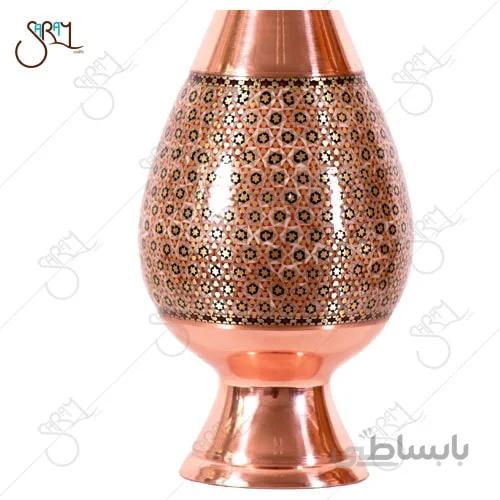 گلدان صراحی 20 مس و خاتم مدل 0803