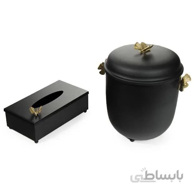 ست سطل و جا دستمال سالینو مدل پروانه مشکی کد M-422413