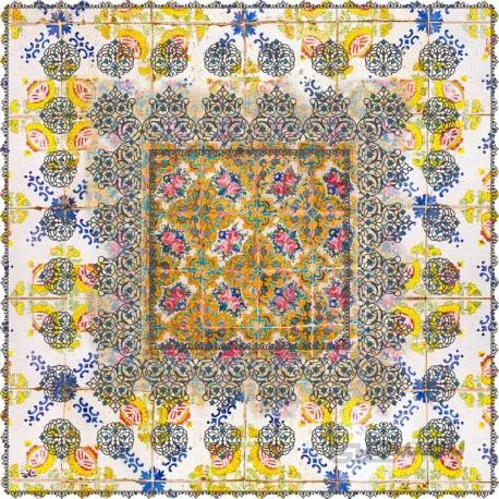 رومیزی مخمل مربع کاشی نصیر الملک