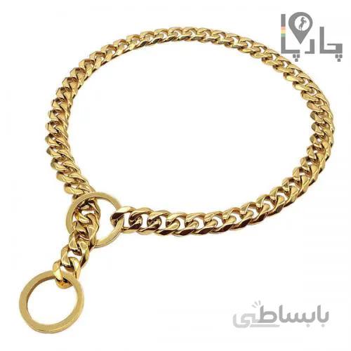 گردنبند طلایی سگ و انواع پت اسمارت Smart طرح کارتیر چوک چین طلائی سایز 2