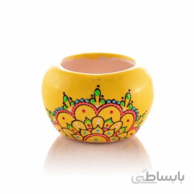 گلدان سفالی طرح میناکاری ارتفاع 6 سانتیمتر