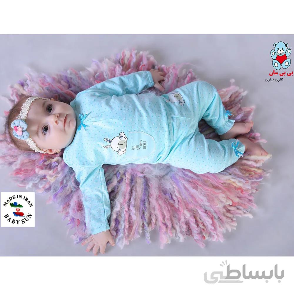 ست تی شرت آستین بلند و شلوار نوزادی بی بی سان طرح جیب دار
