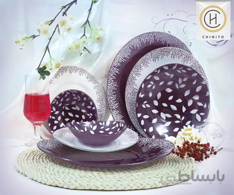 سرویس غذاخوری 26 پارچه آذین اپال طرح ویولت کد 822