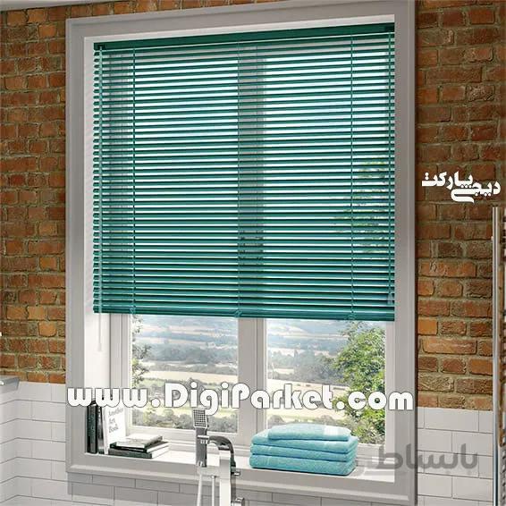 پرده کرکره فلزی سبز دودی ساده ۱۶ میلیمتری P086