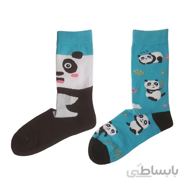 جوراب لنگه به لنگه فانتزی زنانه طرح پاندا آبی کد PH418