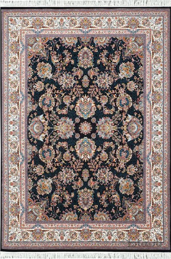 فرش کاشان 700شانه نقشه یاشار سرمه ای