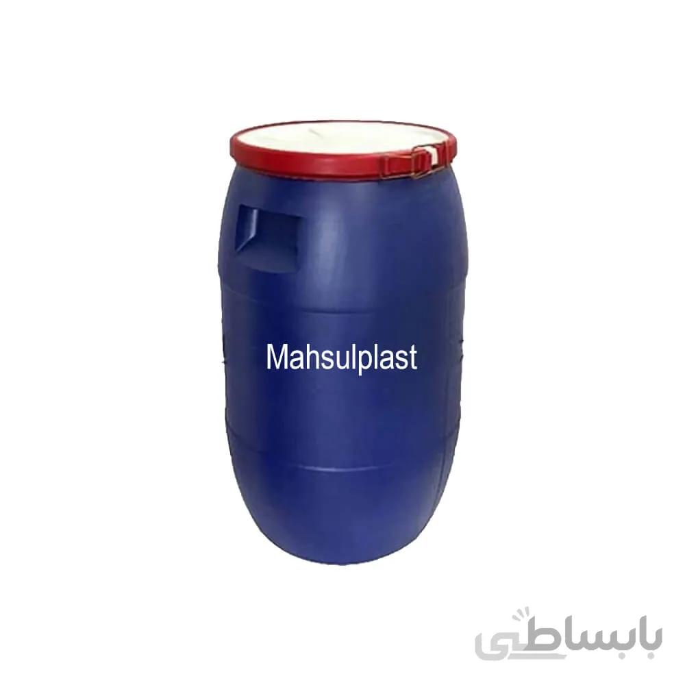 بشکه پلاستیکی 70 لیتری دهانه گشاد آبی با تسمه پلاستیکی