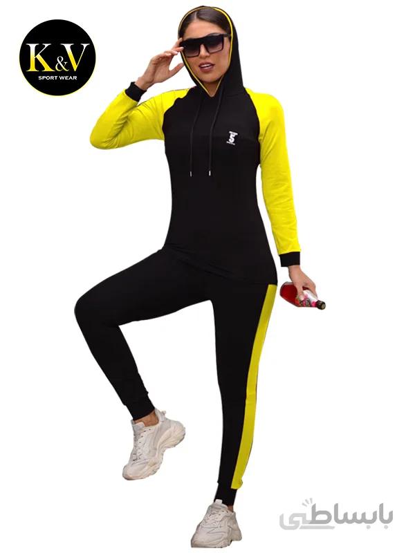 ست بلوز شلوار آستین بلند کلاهدار ورزشی زنانه دخترانه ا Blouse set of long sleeved pants for women and girls