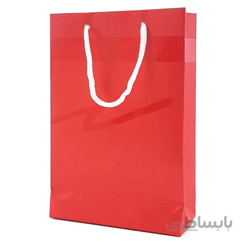 ساک دستی کادویی طرح ساده قرمز سایز کوچک گلاسه