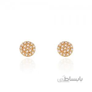 گوشواره طلا طرح دایره نگیندار کد CE368