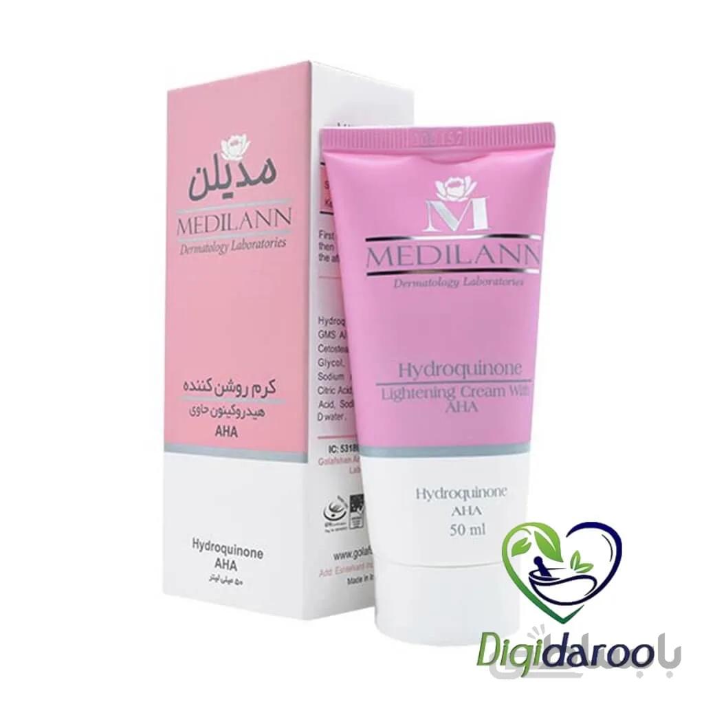 کرم روشن کننده هیدروکینون مدیلن ا Hydroquinone Lightening Cream With AHA 10% MEDILANN