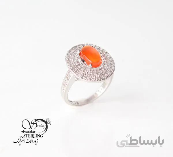 انگشتر نقره زنانه نگین نارنجی