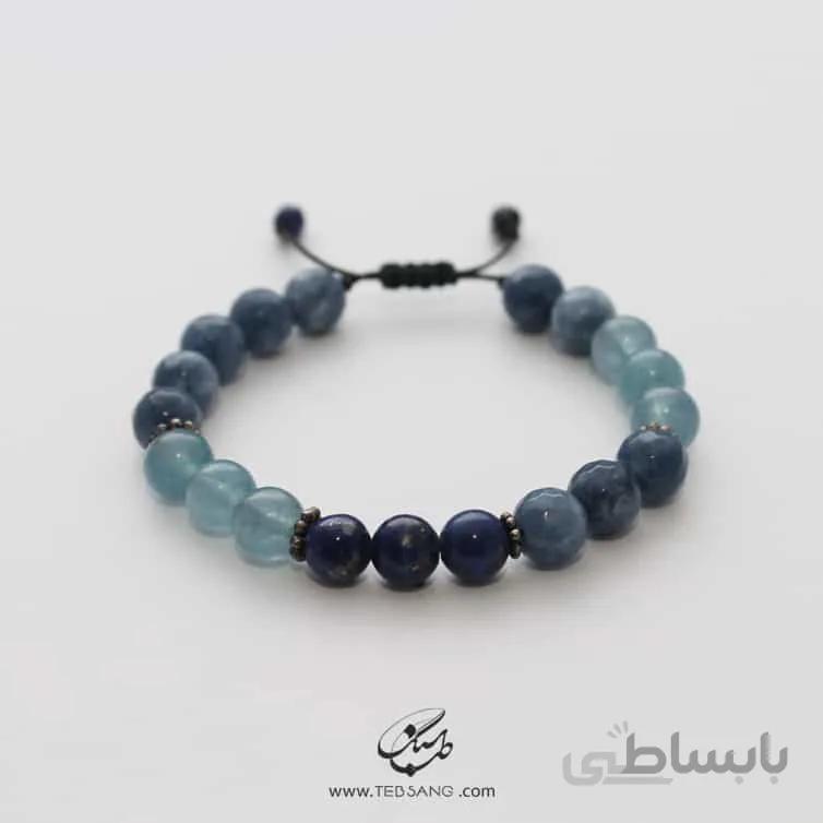 دستبند زنانه سنگ آکوامارین و لاجورد