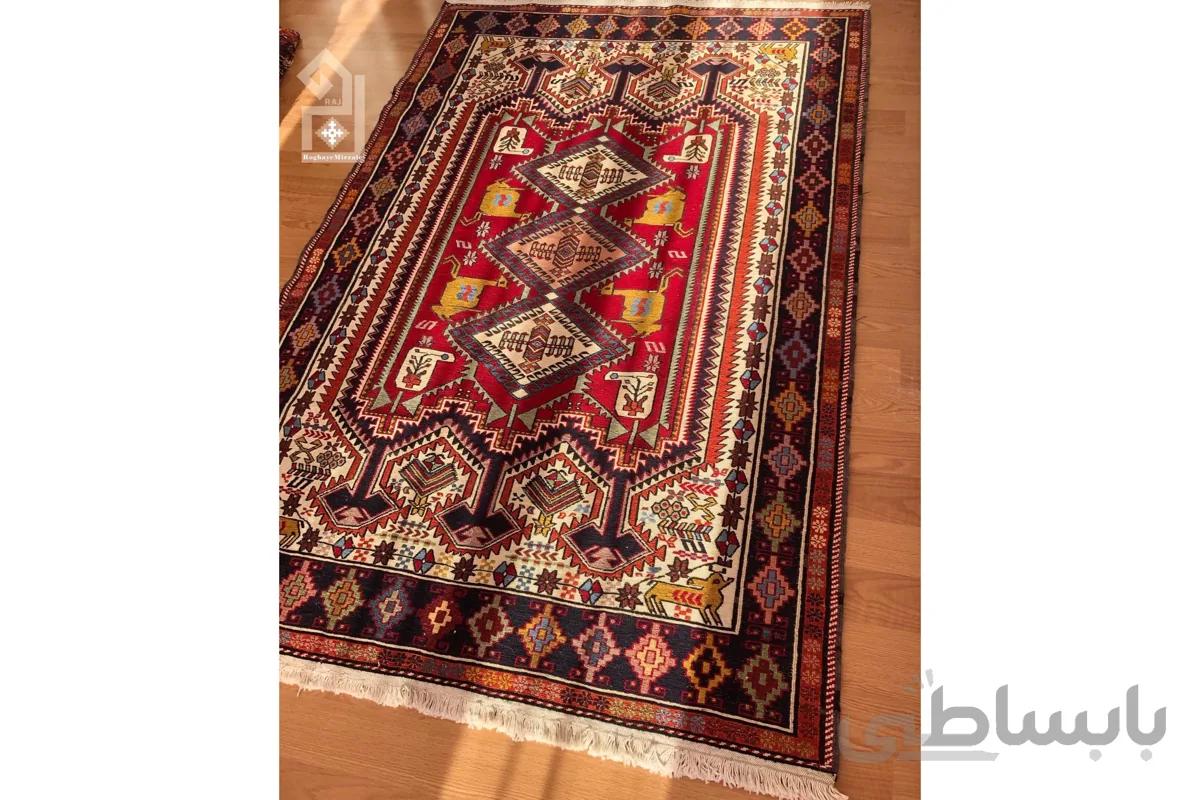 گلیم ورنی کف ابریشم دستبافت رج 01 ا handmade kilim