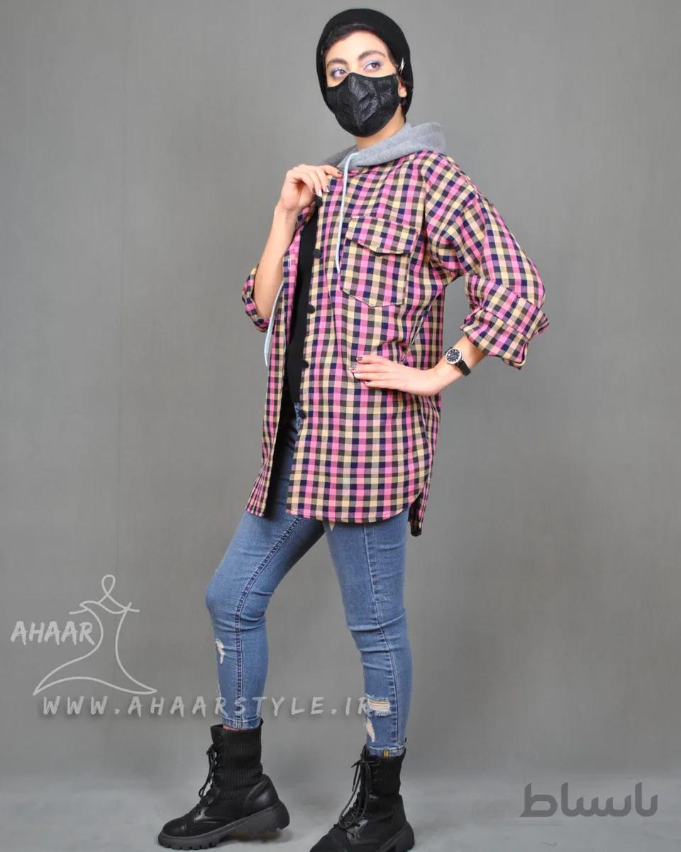 مانتو چارخونه کلاه دار M021