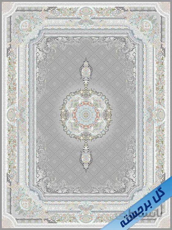 فرش کد 1214 نگین مشهد 1200 شانه طوسی گلبرجسته