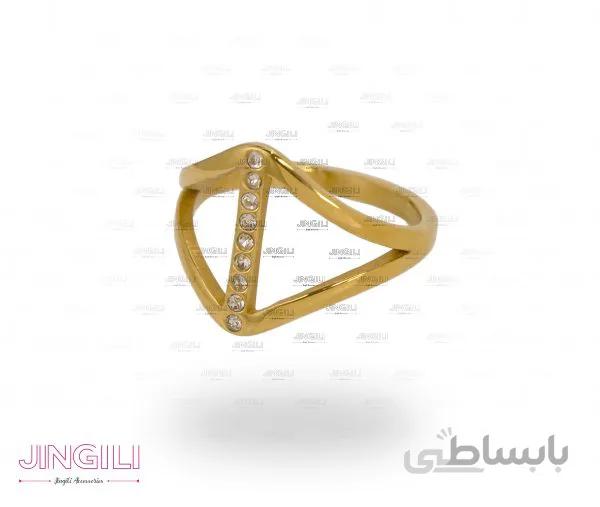 انگشتر زنانه مدل لوزی خط وسط دار کد rw002