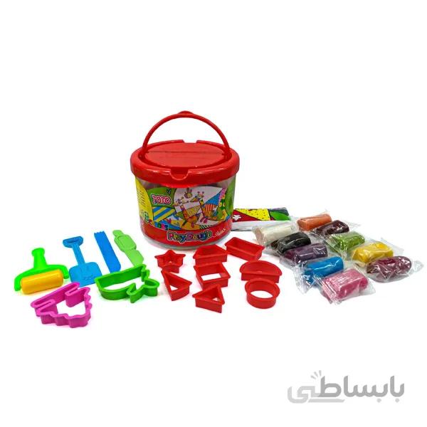 خمیر بازی سطلی 10 رنگ توتو
